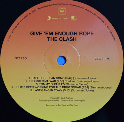 The Clash : Give 'Em Enough Rope (LP, Album, RE, RM, 180)
