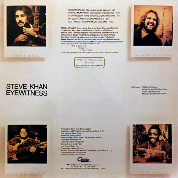 Steve Khan : Eyewitness (LP, Album, Dar)