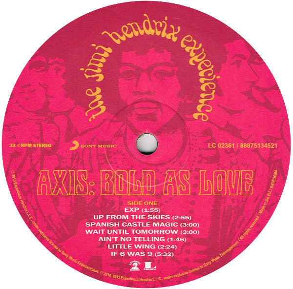 The Jimi Hendrix Experience : Axis: Bold As Love (LP, Album, RE, RM, Gat)