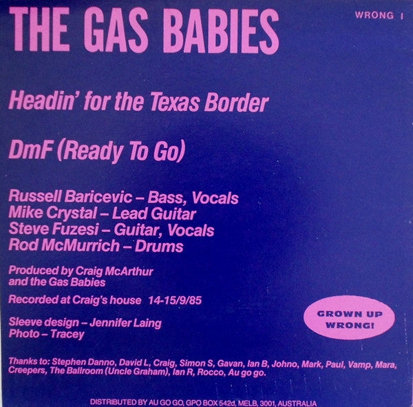 The Gas Babies : Headin' For The Texas Border (7", Bla)