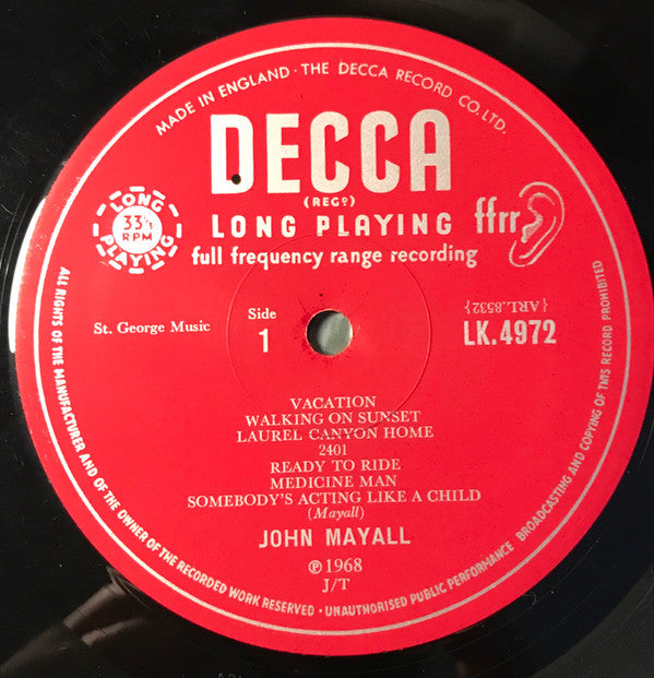 John Mayall : Blues From Laurel Canyon (LP, Album, Mono)