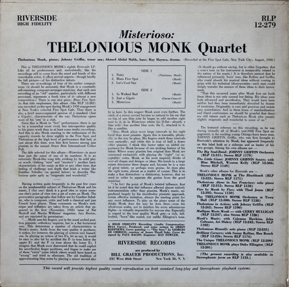 Thelonious Monk Quartet* : Misterioso (LP, Album, Mono)