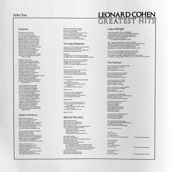 Leonard Cohen : Greatest Hits (LP, Comp, RE, 180)