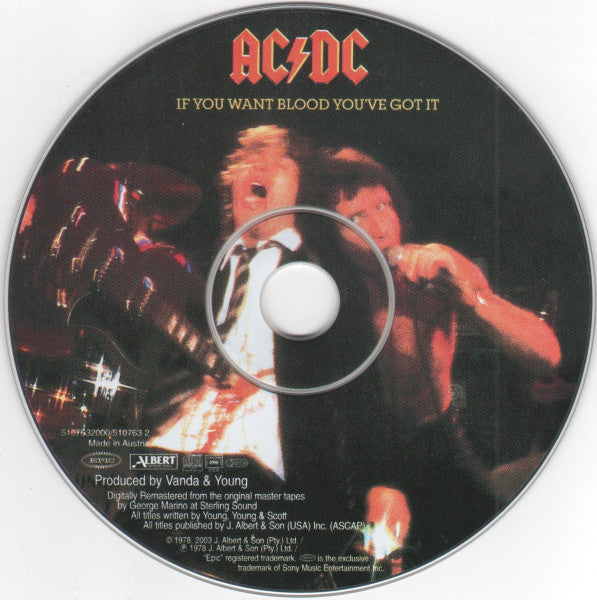 AC/DC : If You Want Blood You've Got It (CD, Album, Enh, RE, RM, Dig)