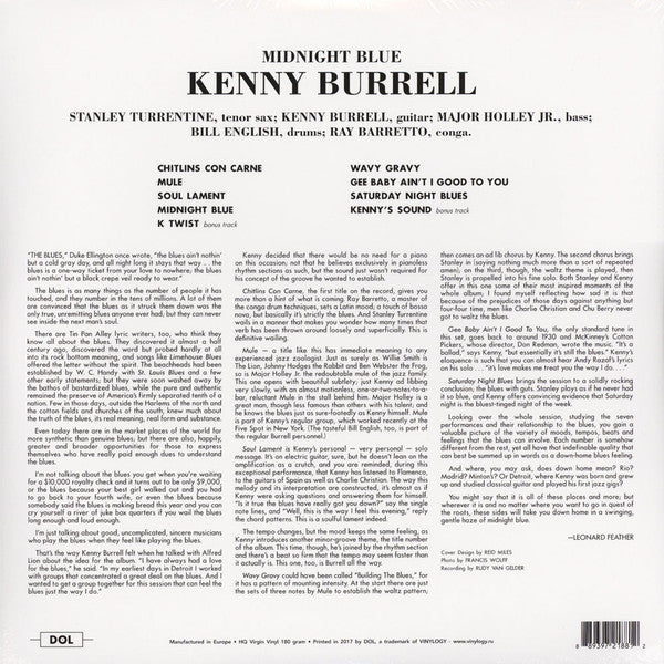 Kenny Burrell : Midnight Blue (LP, Album, RE, 180)