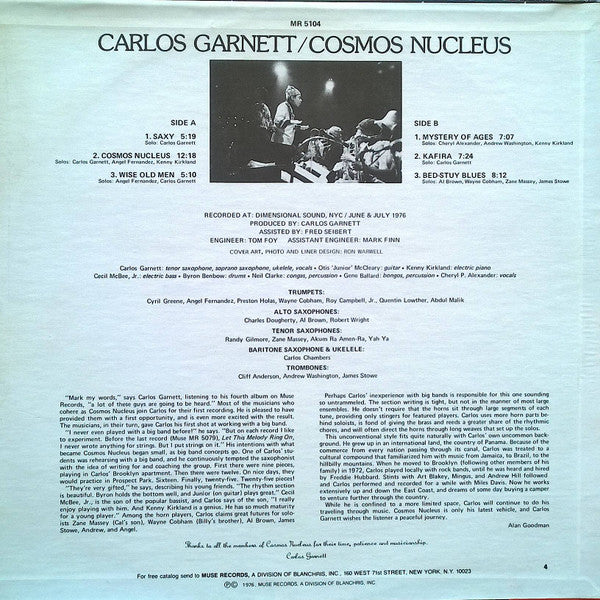 Carlos Garnett - Cosmos Nucleus (LP, Album) (VG+ / VG+)