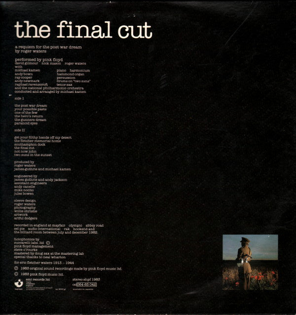 Pink Floyd Lp the Final Cut Vg/m 