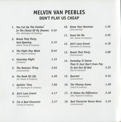 Melvin Van Peebles : Don't Play Us Cheap (CD, Album, RE, RM)