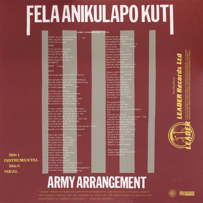 Fela Kuti : Army Arrangement (12", RE)