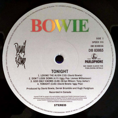 David Bowie : Tonight (LP, Album, RE, RM, 180)