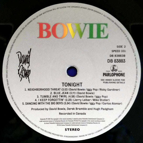 David Bowie : Tonight (LP, Album, RE, RM, 180)