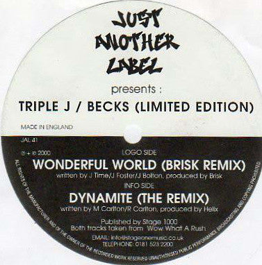 Triple J / Becks : Wonderful World (Brisk Remix) / Dynamite (The Remix) (12", Ltd)