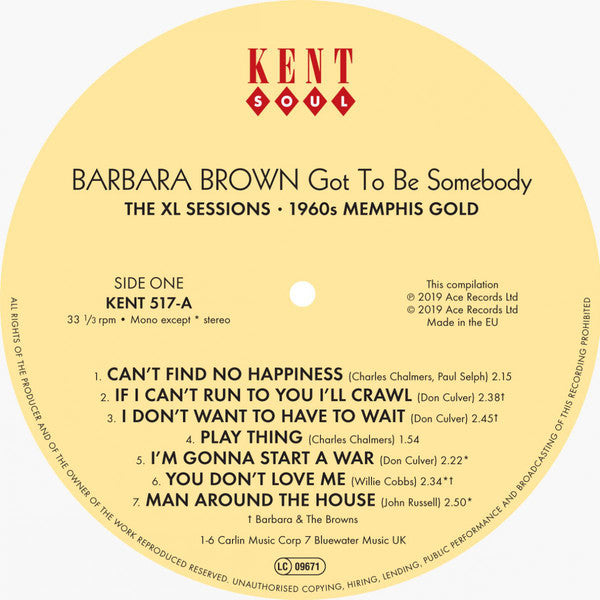 Barbara Brown (2) : Got To Be Somebody: The XL Sessions 1960s Memphis Gold (LP, Comp)