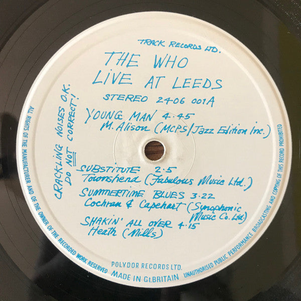 The Who : Live At Leeds (LP, Album, RP, Red)