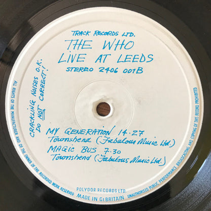 The Who : Live At Leeds (LP, Album, RP, Red)