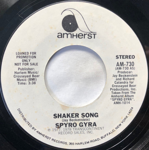 Spyro Gyra : Shaker Song  (7", Promo, Styrene)