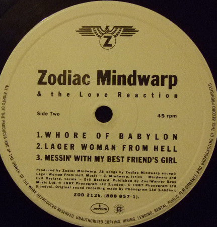 Zodiac Mindwarp & The Love Reaction* : Back-Seat Education (12", Ltd, Lat)
