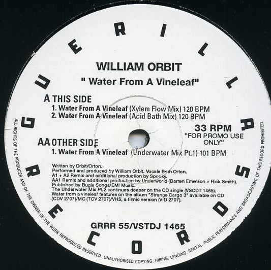 William Orbit : Water From A Vine Leaf (12", Promo)