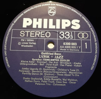 Benn* : Gottfried Benn - Lyrik + Jazz (LP, Album)