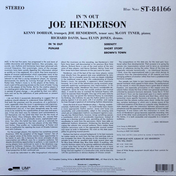 Joe Henderson : In 'N Out (LP, Album, RE, 180)