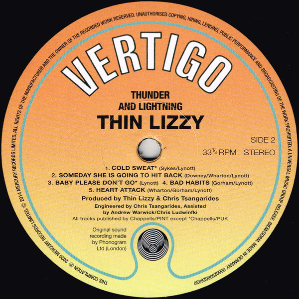 Thin Lizzy : Thunder And Lightning (LP, Album, RE, 180)
