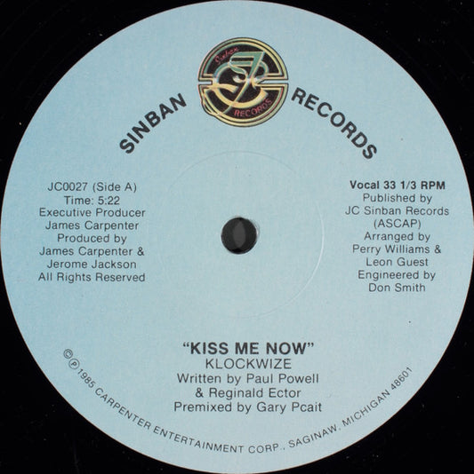 Klockwize : Kiss Me Now (12")