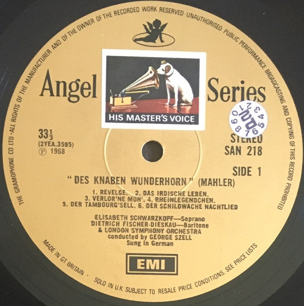 Gustav Mahler, Elisabeth Schwarzkopf, Dietrich Fischer-Dieskau, George Szell, The London Symphony Orchestra : Des Knaben Wunderhorn (LP)