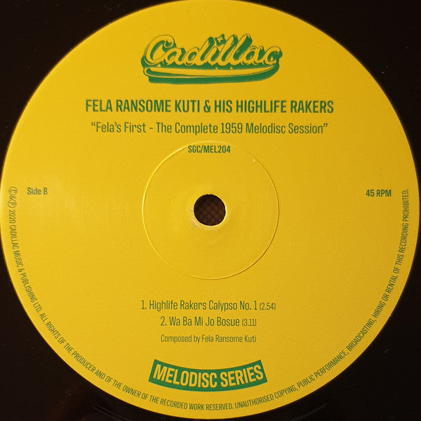 Fela Ransome Kuti & his Highlife Rakers* : Fela's First - The Complete 1959 Melodisc Session (10", Ltd)