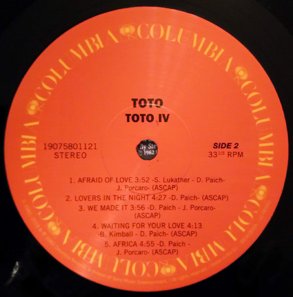 Toto Toto IV LP Album RE RM M M Dig Vinyl