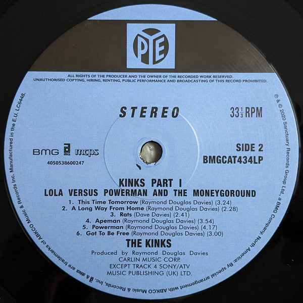 The Kinks : Lola Versus Powerman And The Moneygoround (Part One) (LP, Album, RE, RM, 50t)