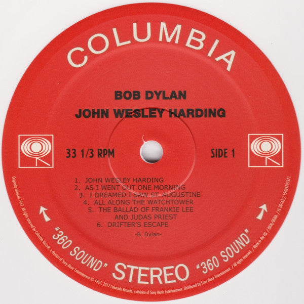 Bob Dylan : John Wesley Harding (LP, Album, Ltd, RE, Whi)