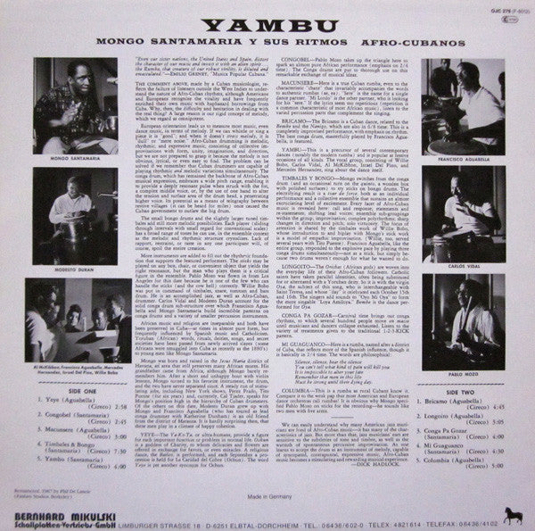 Mongo Santamaria Y Sus Ritmos Afro-Cubanos : Yambu (LP, Album, RE)