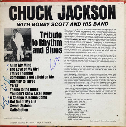 Chuck Jackson With Bobby Scott And His Band* : Tribute To Rhythm And Blues (LP, Album, Mono, Pit)