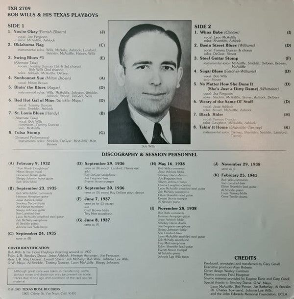 Bob Wills And His Texas Playboys* : 1932-41 (LP, Comp, Mono, Gat)