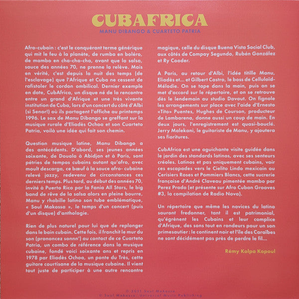 Manu Dibango & Cuarteto Patria* : CubAfrica (LP, Album, Ltd, Yel)