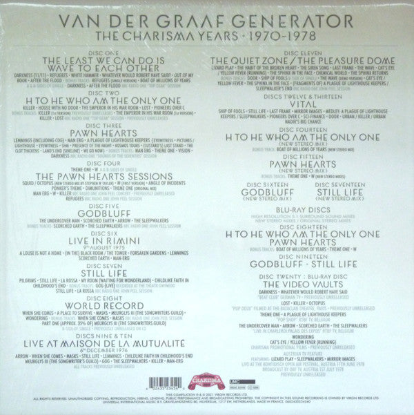 Van Der Graaf Generator : The Charisma Years 1970-1978 (Box, Comp + CD, Album, RE, RM + CD, Album, RE, RM )