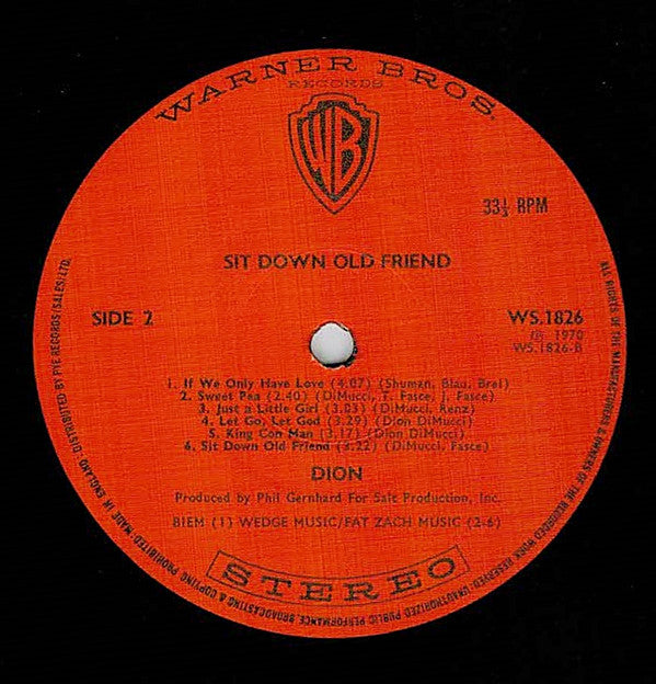 Dion (3) : Sit Down Old Friend (LP, Album)