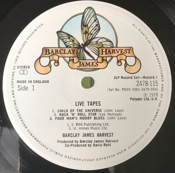Barclay James Harvest : Live Tapes (2xLP, Album, Gat)