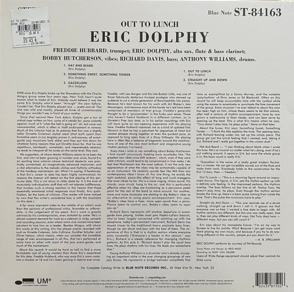 Eric Dolphy : Out To Lunch! (LP, Album, RE, 180)