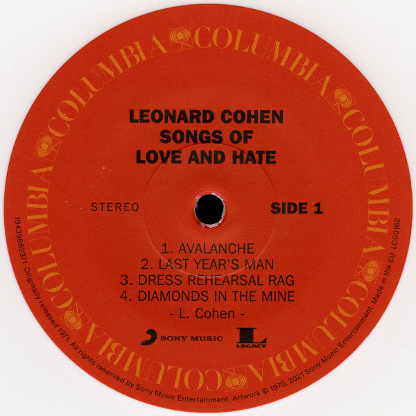 Leonard Cohen : Songs Of Love And Hate (LP, Album, RSD, RE, Whi)