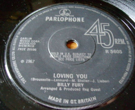Billy Fury : Loving You / I'll Go Along With It (7", Single)