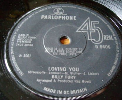 Billy Fury : Loving You / I'll Go Along With It (7", Single)
