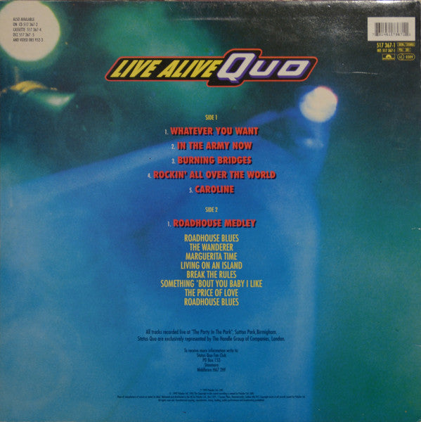 Status Quo : Live Alive Quo (LP, Album)