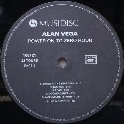 Alan Vega : Power On To Zero Hour (LP, Album)