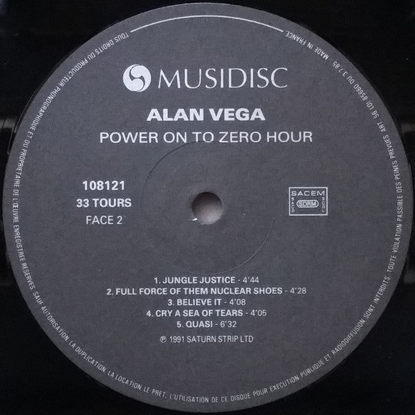 Alan Vega : Power On To Zero Hour (LP, Album)