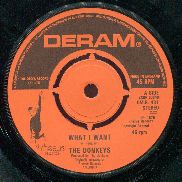 The Donkeys (2) : What I Want / Four Letters (7", Single, RE)