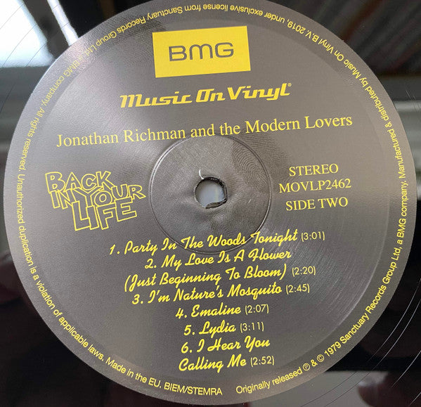 Jonathan Richman & The Modern Lovers : Back In Your Life (LP, Album, RE, 180)