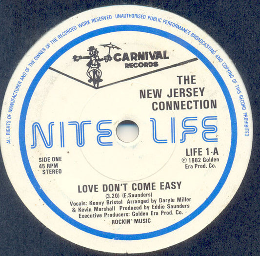 The New Jersey Connection : Love Don't Come Easy (7")