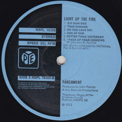 Parchment : Light Up The Fire (LP, Album, Tex)