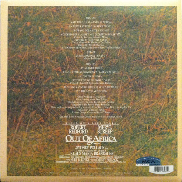 John Barry : Out Of Africa (Music From The Motion Picture Soundtrack) (LP, Album, RE, RM, Gat)